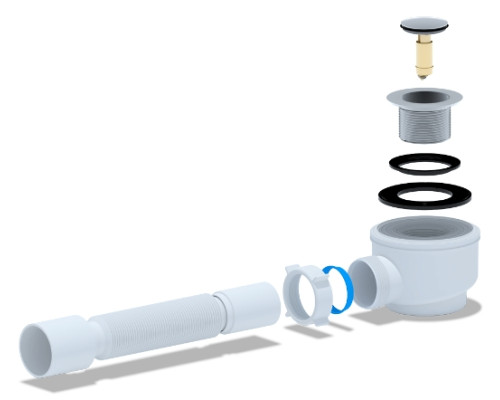 Сифон для душевого поддона клик-клак с сеткой АНИ пласт E415CL 