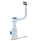 Сифон для мойки АНИ Пласт Грот A0140S, 1 1/2 дюйма 40 мм с гибким переливом прямоугольным АНИ пласт