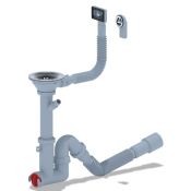 Cифон для мойки F серия F1045SA15 3 1/2 дюйма 40 мм с гибким переливом с отводом для стиральной машины и гибкой трубой 40х40/50 мм АНИ пласт 