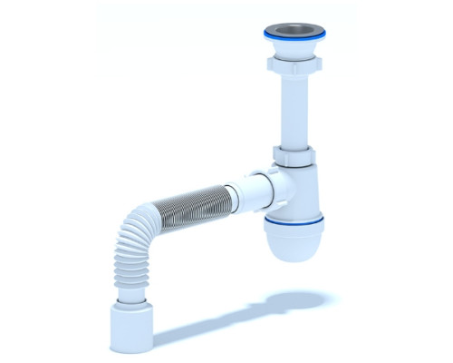 Сифон для кухонной мойки АНИ C0110,  1 1/2"*40 с гибкой трубой 40*50 АНИ пласт