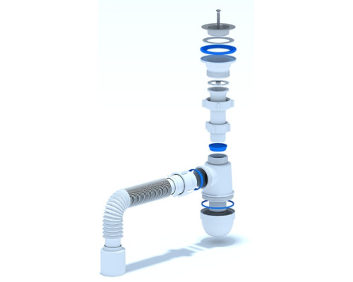 Сифон для кухонной мойки АНИ C0110,  1 1/2"*40 с гибкой трубой 40*50 АНИ пласт